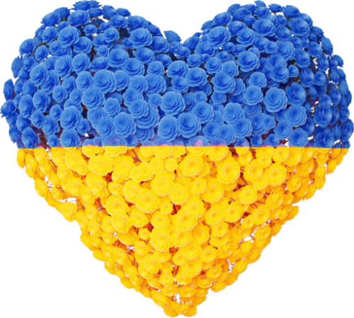 Blumenherz in Blau und Gelb, den Landesfarben der Ukraine