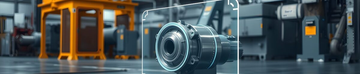 Nahaufnahme eines Metallbauteils in einer Produktionshalle, steht für Produktausfall oder Maschinenschäden.